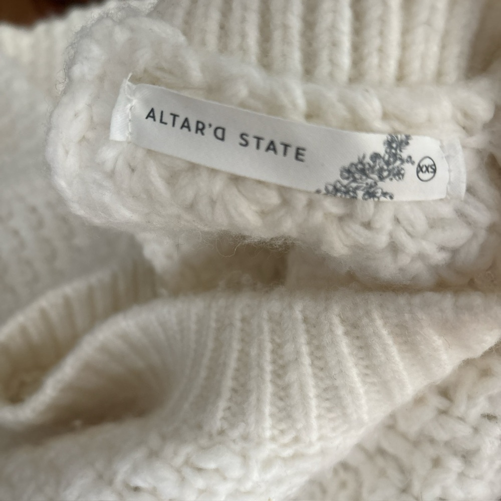 Altar'd State Ivory Knit Cowl Sweater